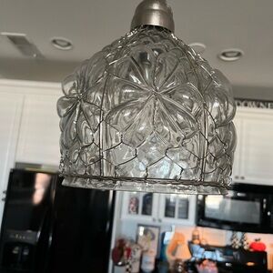 Clear Glass Pendant Light with Decorative Wire Cage(pair)Dimmable